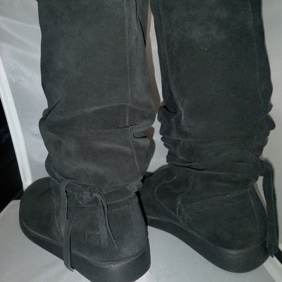 Women's black leather boots by Roxy size 10 Vail - Picture 4 of 10